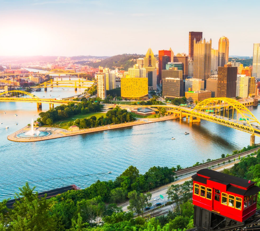 Pittsburgh's Three Rivers on a sunny day